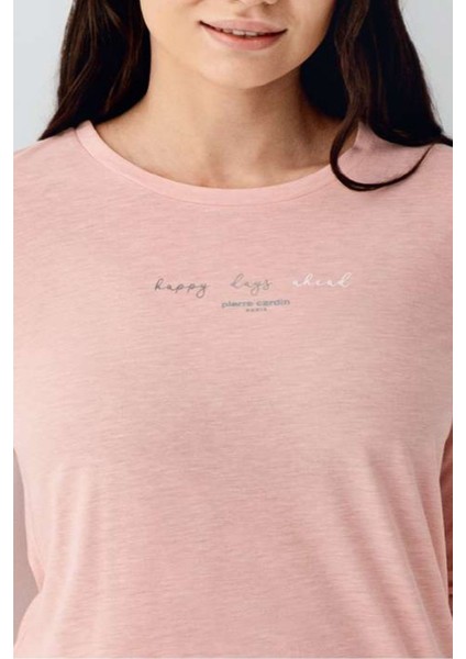 9050 Kadın Somon Uzun Kollu Yuvarlak Yaka Pijama Takımı modelleri