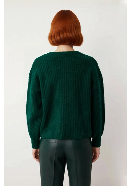 Kadın Gri Oversize V Yaka Triko Kazak Günlük Kullanım Için Ideal Fitilli Dokuma Rahatlık Sunar modelleri