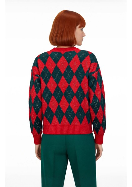 Kadın Cool Comfort Baklava Desenli Kışlık Triko Oversize Uzun Düşük Kollu Bisiklet Yaka Kazak fiyatları