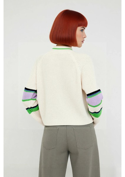 Kadın Dik Yaka Triko Kazak Selanik Dokuma Reglan Kol Crop Boy Rahat ve Şık Kış Kombinleri Kaliteli modelleri