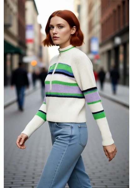 Kadın Dik Yaka Triko Kazak Selanik Dokuma Reglan Kol Crop Boy Rahat ve Şık Kış Kombinleri Kaliteli fırsatları