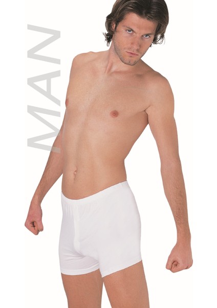 Erkek Beyaz Süprem Penye Boxer %100 Pamuklu 3’lü Paket 130-3B