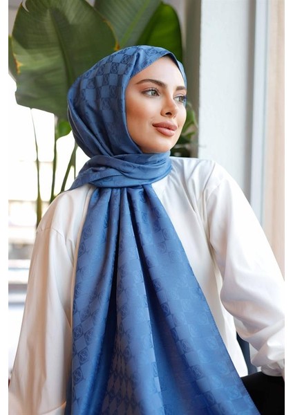 Dama Desen Şal Gece Mavi