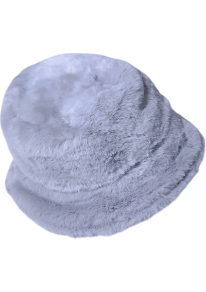 Kadın Kürk Bucket Kova Şapka Gri modelleri