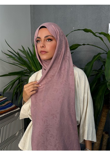 Yaprak Desen Şal Pembe