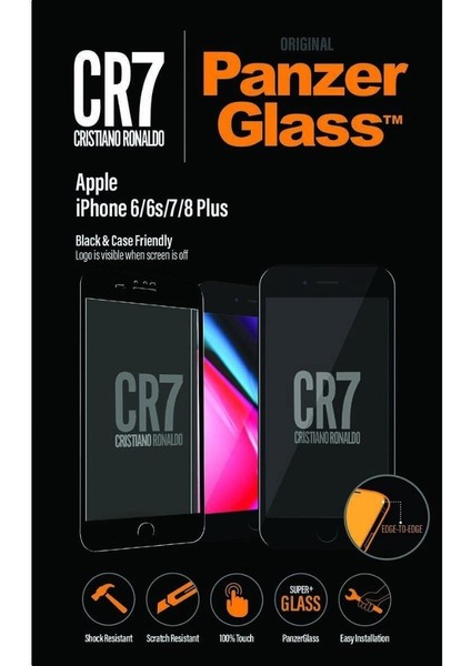 Panzerglass™ Cr7 Serisi - Siyah Cam Ekran Koruyucu (Iphone 6/6s/7/8 Plus Uyumlu)