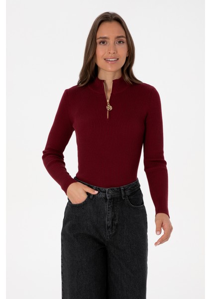 Kadın Bordo Kazak /triko 50316869-VR014