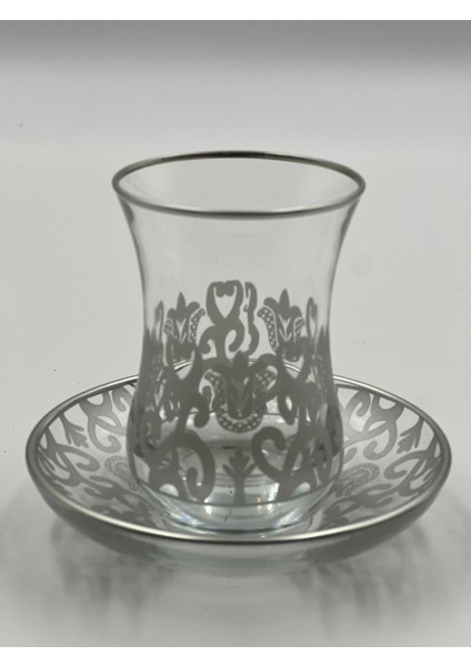 Gümüş Motifli 6 Kişilik Çay Bardağı Seti