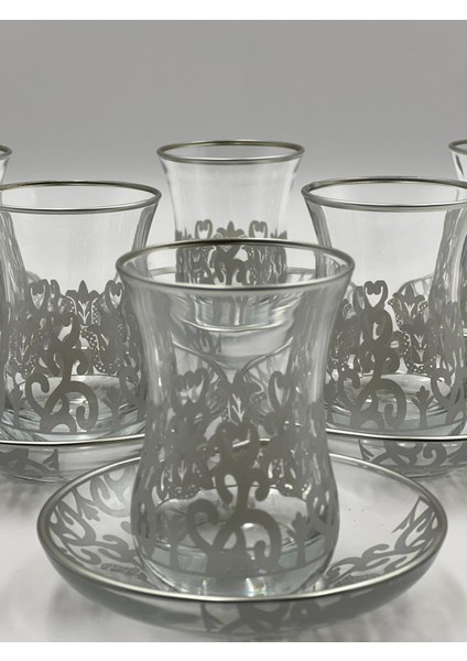 Gümüş Motifli 6 Kişilik Çay Bardağı Seti fiyatları