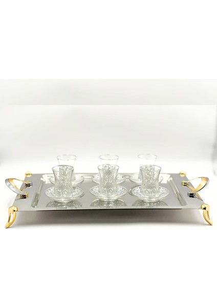 Gümüş Motifli 6 Kişilik Çay Bardağı Seti modelleri