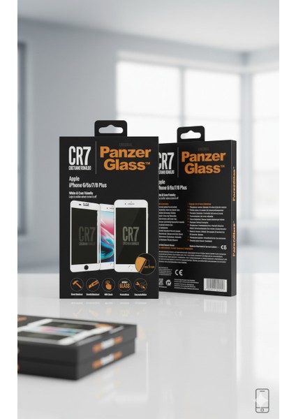 Panzerglass™ Cr7 Serisi - Beyaz Cam Ekran Koruyucu (Iphone 6/6s/7/8 Plus Uyumlu)