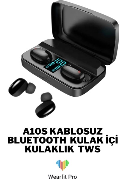 A10S Kablosuz Bluetooth 5.0 Şarj Göstergesi Ekranlı Kulak Içi Kulaklık