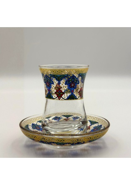 Iznik Motifli 6 Kişilik Çay Bardağı Seti