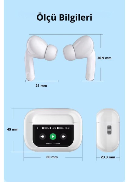 A11 Pro Anc Enc Dokunmatik Ekranlı Bluetooth Kulaklık