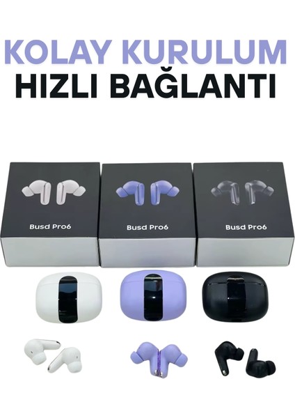 Buds Pro 6 Mikrofonlu Aktif Gürültü Önleyicili Tws Kulak Içi Bluetooth Kulaklık Siyah fırsatları