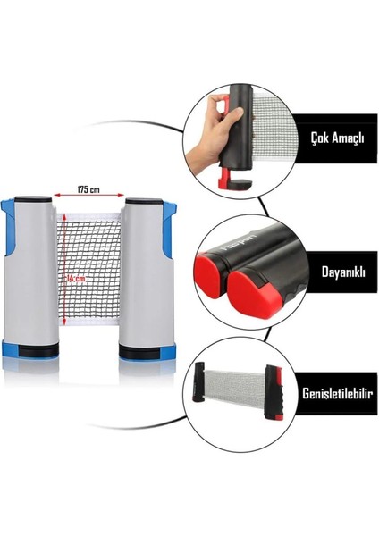 6lı Set Masa Tenisi Filesi Raket Top Seti Otomatik Gerdirme Pinpon Net Tüm Masalara Uyumlu Mft. fırsatları