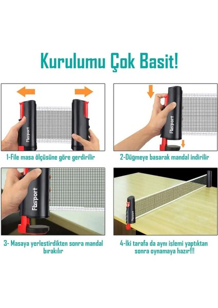 6lı Set Masa Tenisi Filesi Raket Top Seti Otomatik Gerdirme Pinpon Net Tüm Masalara Uyumlu Mft. indirimleri