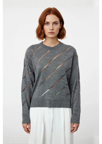 Kadın Bisiklet Yaka Akrilik Triko Kazak Düşük Kollu Ajurlu Desenli Ilkbahar Sonbahar Şıklığı fiyatları