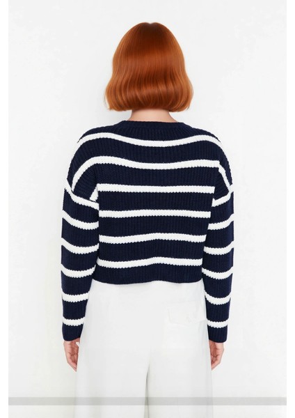 Kadınlara Özel Basic Çizgili Oversize Triko Kazak Bisiklet Yaka Uzun Düşük Kol Kış Şıklığı fiyatları