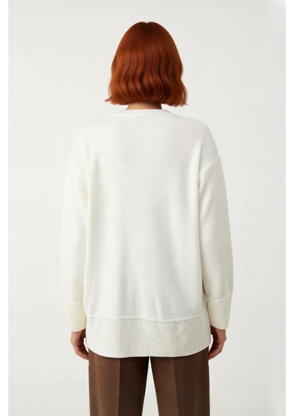 Kadın Boxy Kalıp Düşük Kol Bisiklet Yaka Triko Kazak Rahat ve Modern Kış Kombinleri Için Kaliteli modelleri