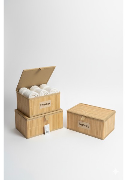 Bambu Organizer Çok Amaçlı Sepet 3'lü 1013