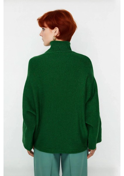 Kadın Oversize Dik Yaka Kışlık Triko Kazak Düz Düşük Kol Modern ve Şık Günlük Kombinler Için modelleri