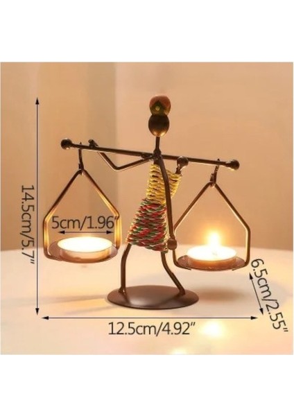 Retro Afrika Temalı Denge Mumluk / Çift Şamdan Tutucu - Masa Dekoru (Yükseklik 14.5 Cm) fiyatları