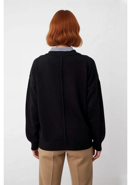 Kadın Oversize V Yaka Triko Kazak Gömlek Garnili Detaylı Sonbahar Kış Şıklığı Için Ideal Model modelleri