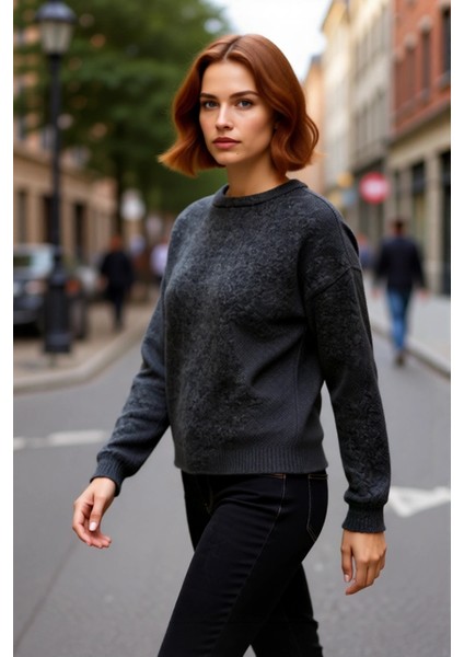 Kadın Oversize Bisiklet Yaka Triko Kazak Düşük Kollu Rahat Kışlık Soğuk Havaların Vazgeçilmezi fırsatları