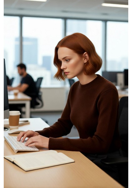 Kadın Rahat Kesim Düşük Kollu Bisiklet Yaka Fermuarlı Crop Boy Triko Kalın Kazak Kaliteli Şık