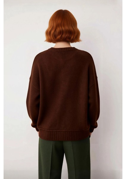 Kadın Soğuk Havaların Kurtarıcısı Oversize Kalın Düz Desen Triko Kazak Düşük Kol Gri Kaliteli modelleri