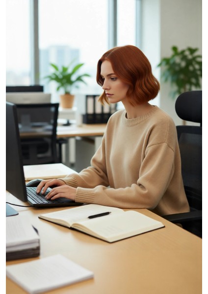 Kadın Bej Oversize Kesim Triko Bisiklet Yaka Kazak Uzun Kollu Modern Günlük Şıklık Için Ideal fırsatları