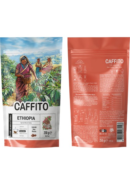 Caffito Etiyopya Sidamo Grade 4 - Yöresel Çekirdek Kahve 250 G fiyatları