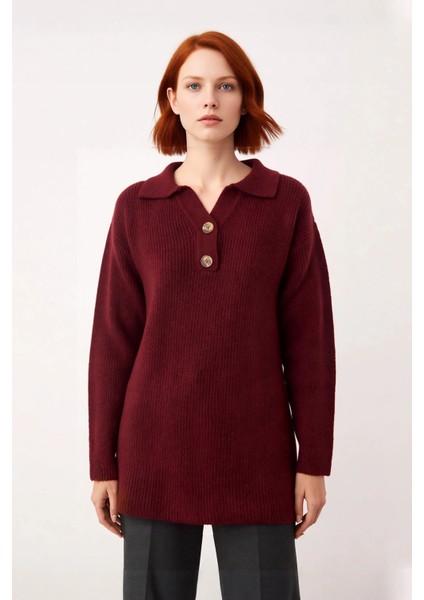 Kadın Polo Yaka Selanik Triko Kazak Rahat Regular Kalıp Kışlık Soğuk Havalar Için Ideal Seçim fiyatları