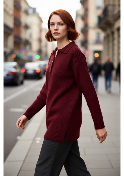 Kadın Polo Yaka Selanik Triko Kazak Rahat Regular Kalıp Kışlık Soğuk Havalar Için Ideal Seçim fırsatları