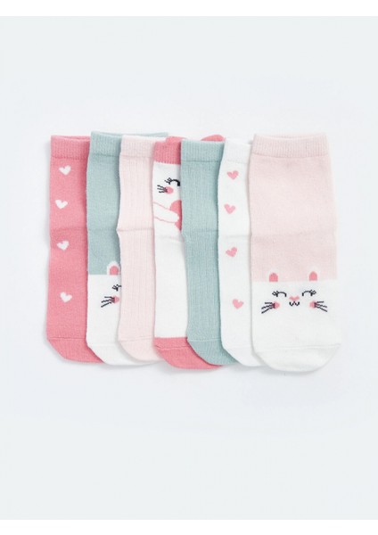 Lcw Baby Pembe Baskılı Kız Bebek Soket Çorap 7'li fiyatları