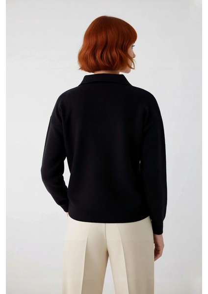 Kadın Casual Triko Polo Yaka Kazak Oversize Rahat Kalıbı ve Renk Bloklarıyla Sonbahar Kış Kaliteli modelleri