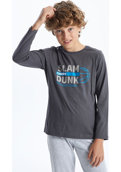 Yeni Sezon Bisiklet Yaka Erkek Çocuk Pijama Takımı