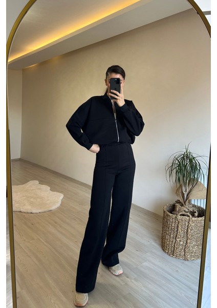 Kadın Fermuarlı Oversize Sweat ve Yüksek Bel Eşofman Takımı NM018 fırsatları