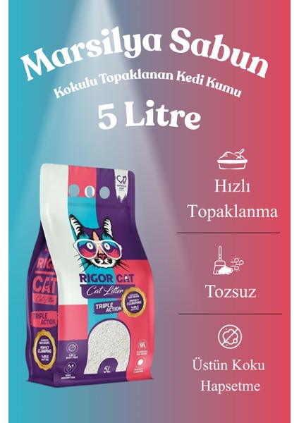 Marsilya Sabunlu Topaklanan Kedi Kumu 5l