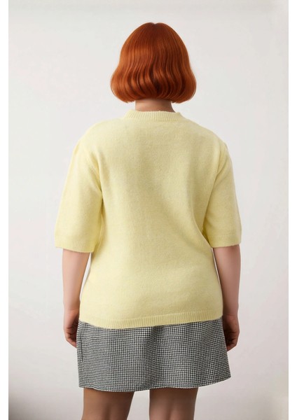 Kadın Günlük Bisiklet Yaka Kiraz Nakışlı Regular Kesim Düşük Kol Triko Kazak Ilkbahar Sonbahar modelleri