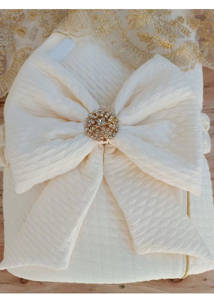 Yenidoğan Piramitland Taşlı Gold Güpür Işleme Bebek Battaniyesi Kundak Ekru fırsatları