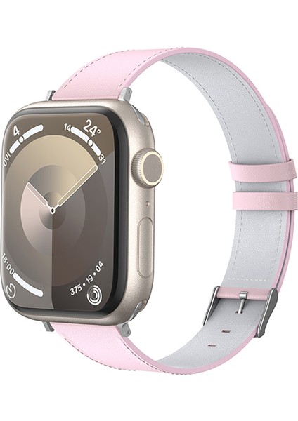 Watch 40MM Uyumlu Benks Vintage Genuine Leather Serisi Deri Kordon Strap Kayış Pembe
