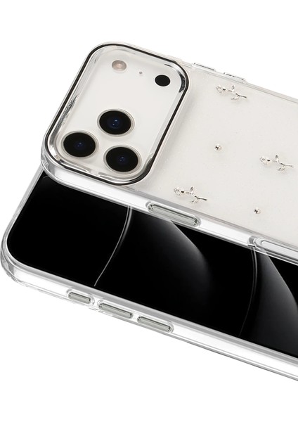 Apple iPhone 17 Pro Max Uyumlu Airbag Tasarımlı Simli Şeffaf Desenli Kapak Kılıf fiyatları