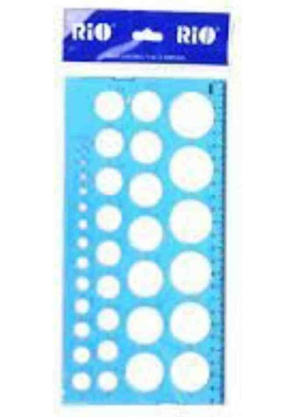 Cetvelli Daire Şablonu Mavi