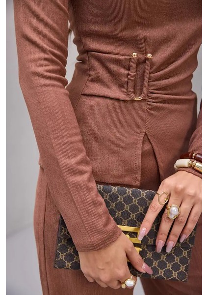 Yandan Tokalı Geniş Paça Takım