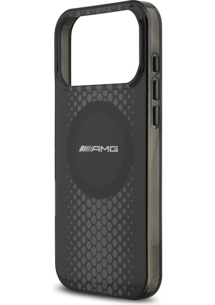 iPhone 17 Pro Max Kılıf Amg Orjinal Lisanslı Çift Katmanlı Büyük Logolu Petek Desenli Kapak Siyah