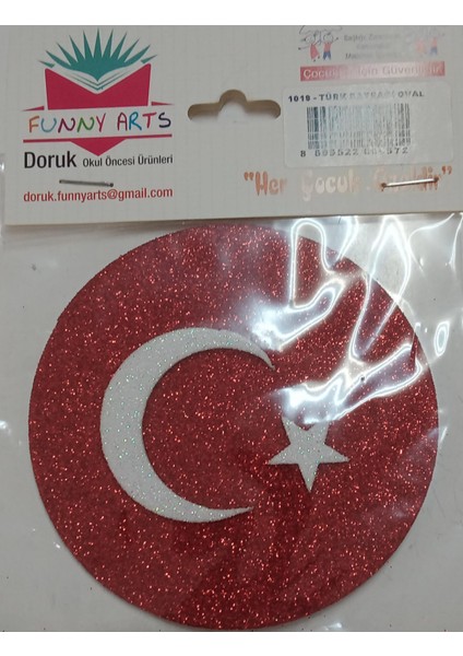 Simli Evalı Oval Türk Bayrağı Tekli