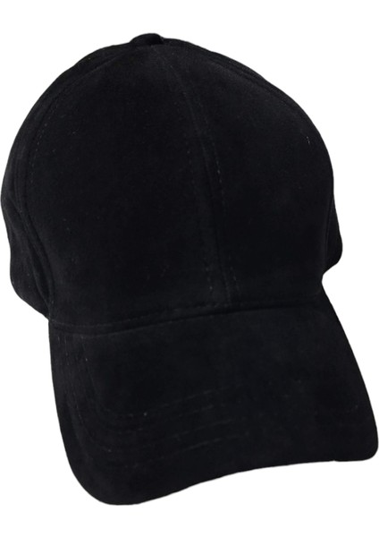Kadife Arkası Cırtlı Ayarlanabilir Unisex Kep Şapka Siyah
