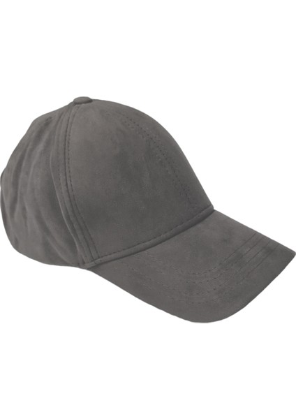 Kadife Arkası Cırtlı Ayarlanabilir Unisex Kep Şapka Gri